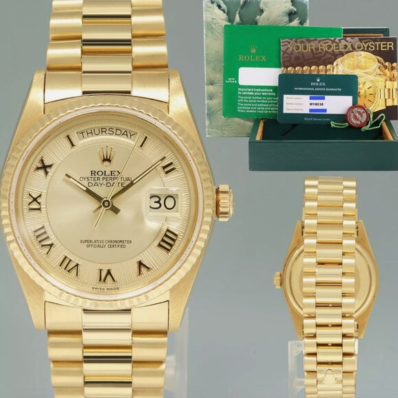 MINT! Sport Rolex President Day Date Gold Watch With Box - Picture 1 of 6